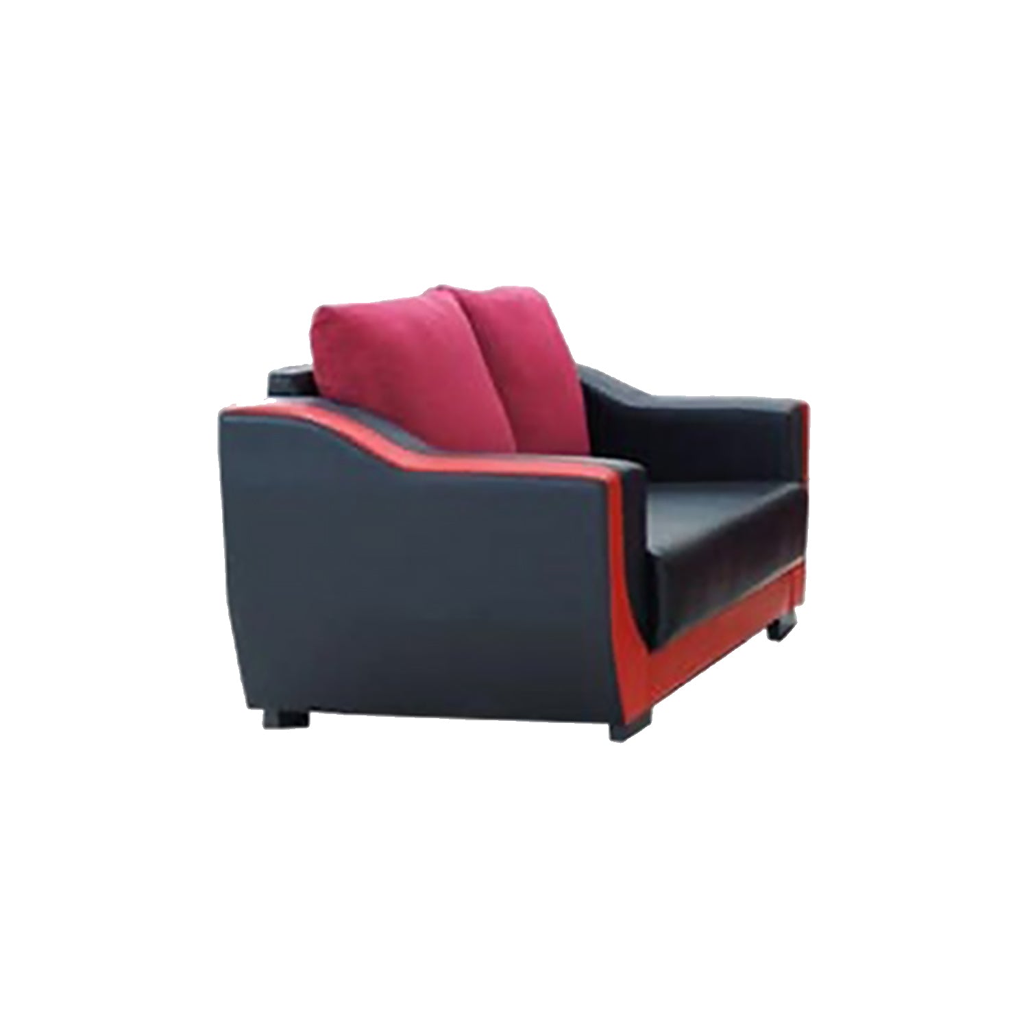 Ethan 3 Seater Modern Faux Leather Sofa In Red/Black-Furnituremart.sg