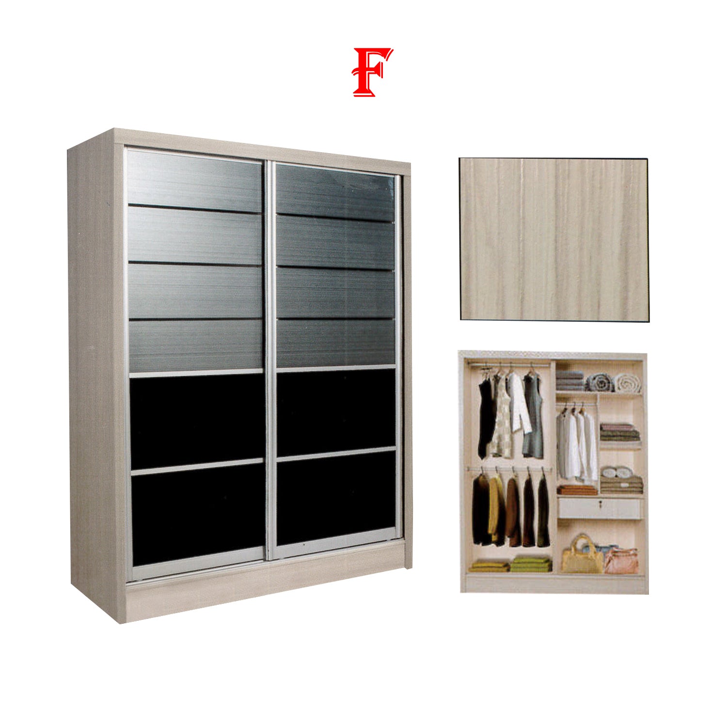 Fuego Series 1 5FT 2-Door Sliding Door Wardrobe Models Mirror