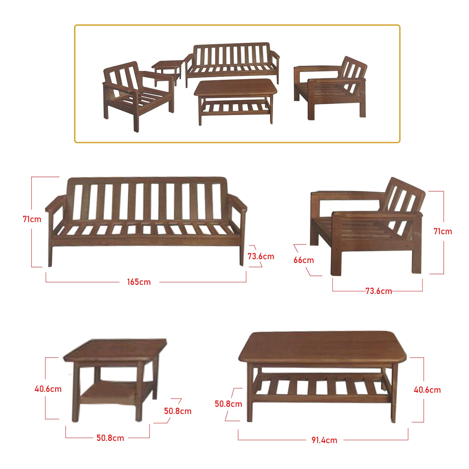 Daley Living Room Sofa Set Mahogany Wood Furniture-Livingroom furniture sets-Furnituremart.sg