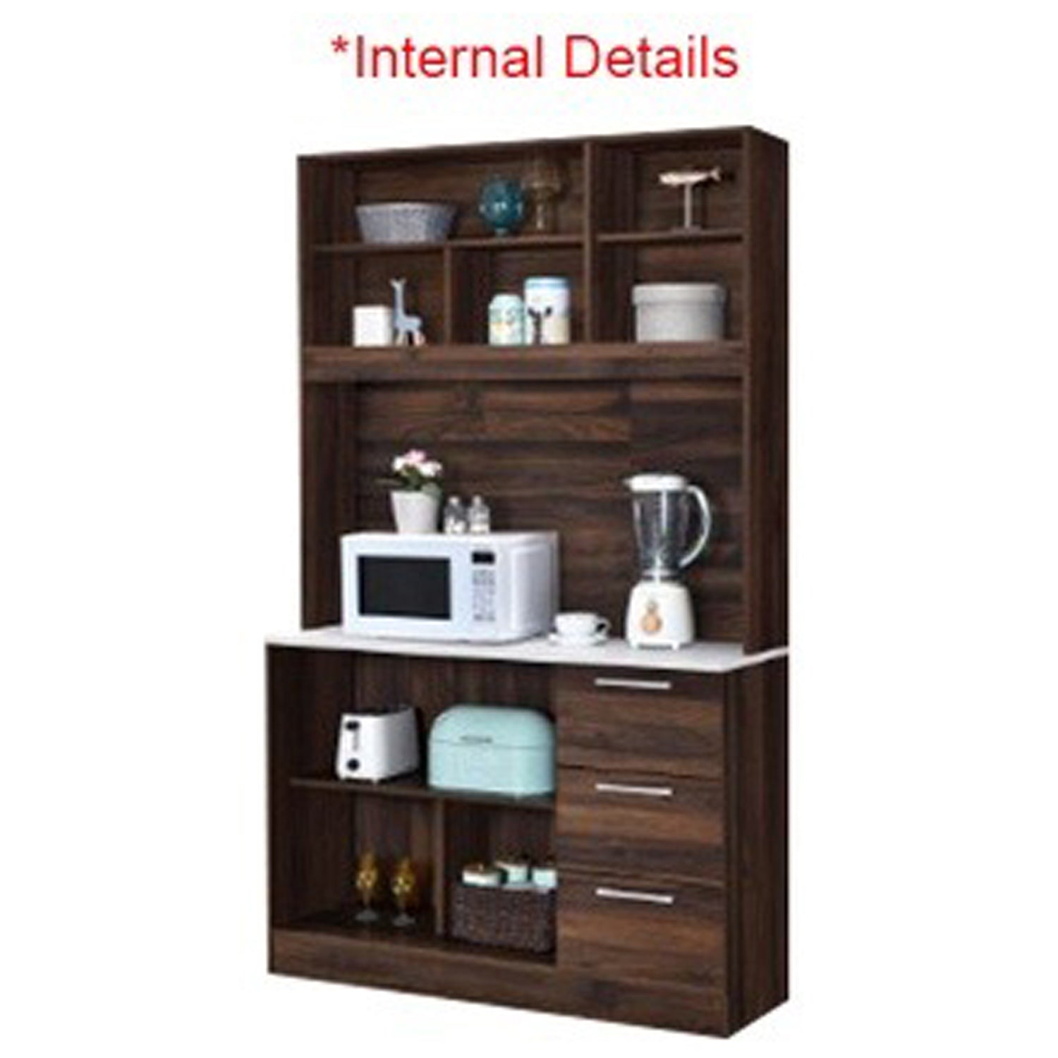 Jessie 6 Series 2/6 Door Kitchen Cabinet Melamine Top Panel in Brown & Natural Color