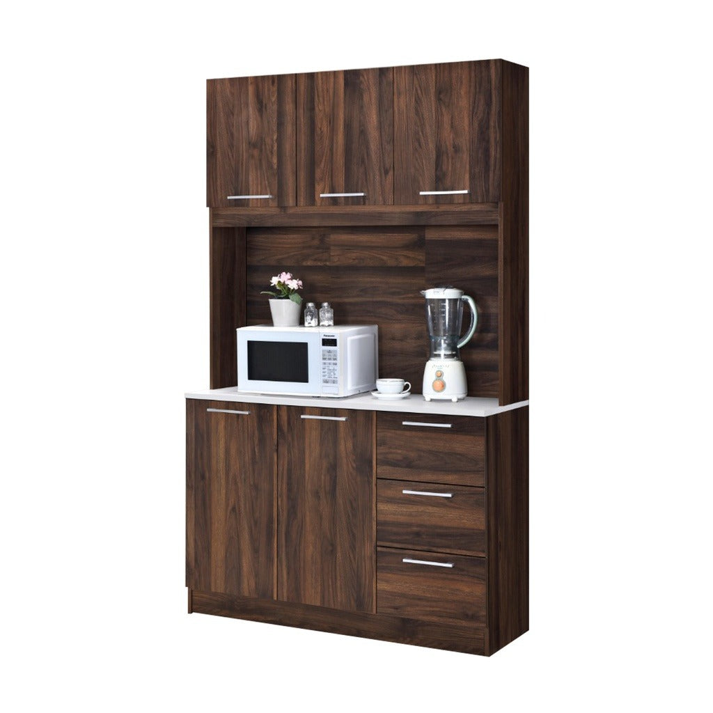 Jessie 6 Series 2/6 Door Kitchen Cabinet Melamine Top Panel in Brown & Natural Color