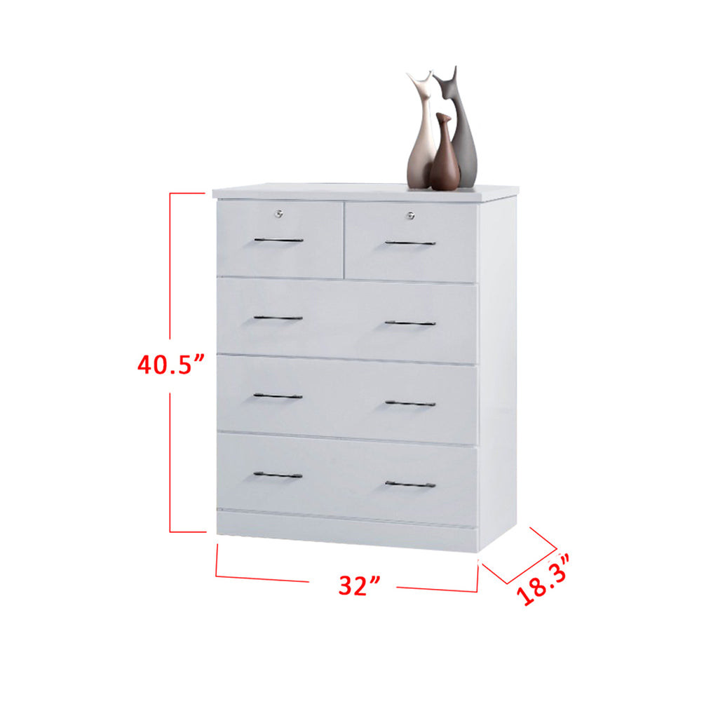 Myra Series 6 Chest of 5-Drawer In White