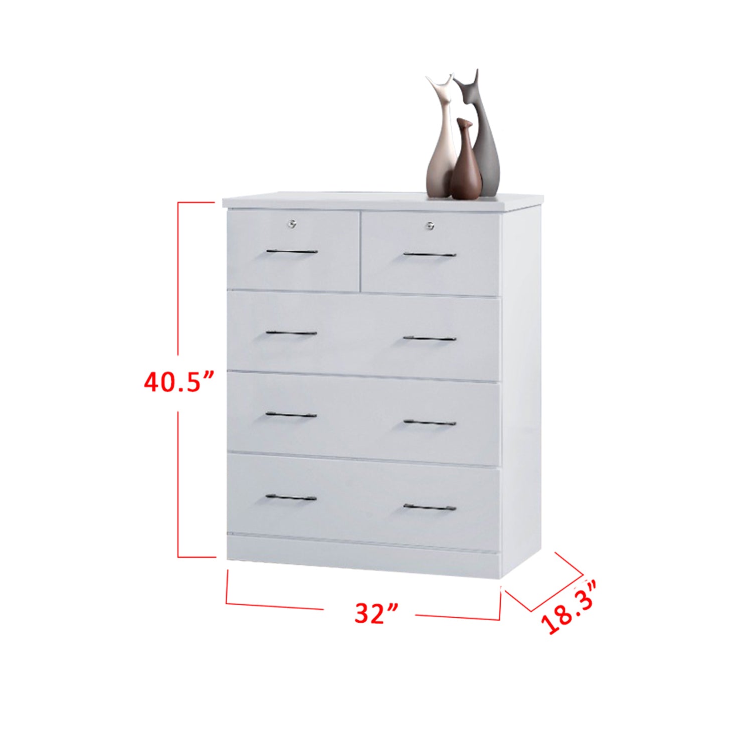 Myra Series 6 Chest of 5-Drawer In White