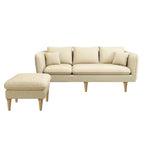 Darwin 3 Seater Leather/ Fabric Sofa With Ottoman In 8 Colours