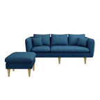 Darwin 3 Seater Leather/ Fabric Sofa With Ottoman In 8 Colours