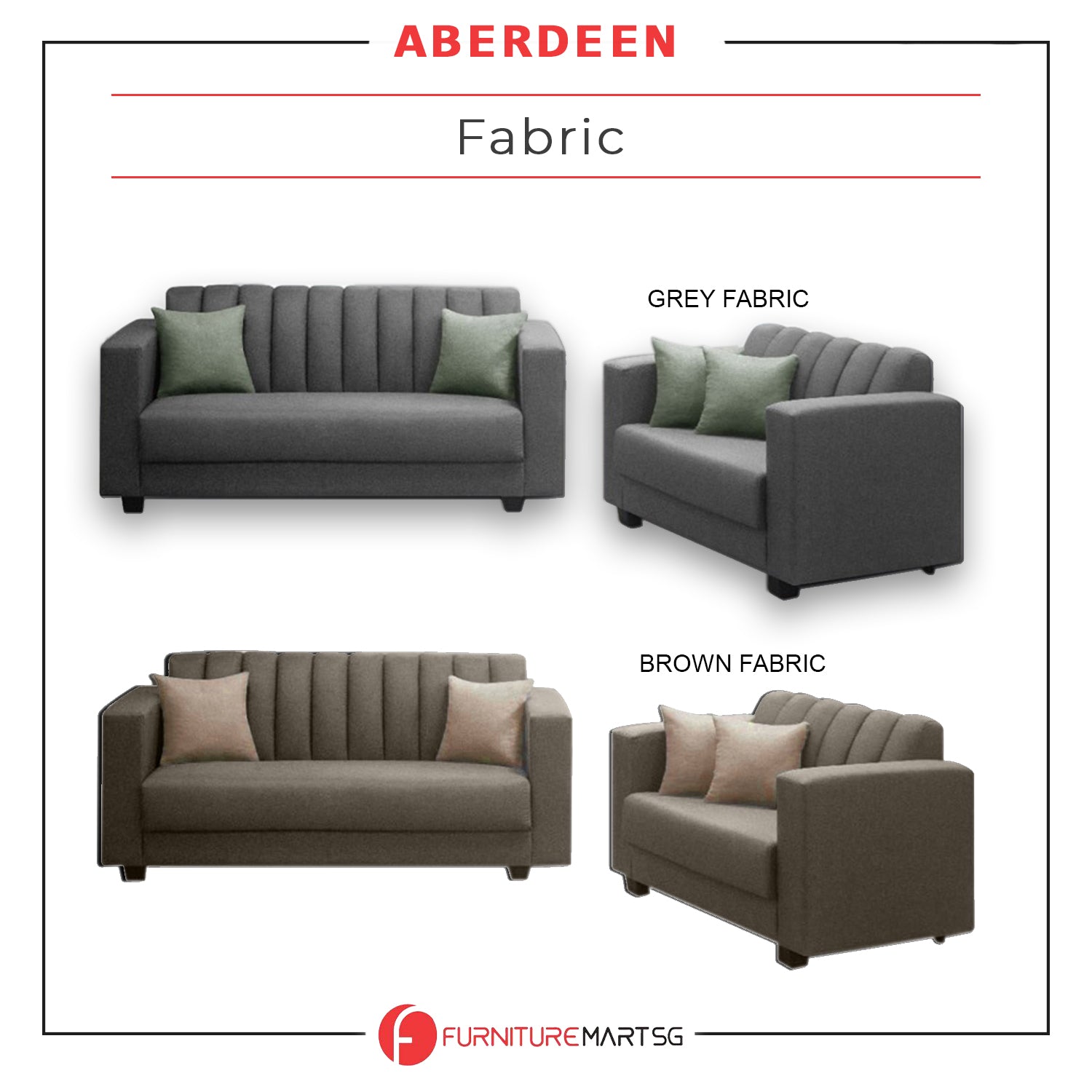 Aberdeen 2 + 3 seater Sofa L-shape with ottoman in 4 Colours