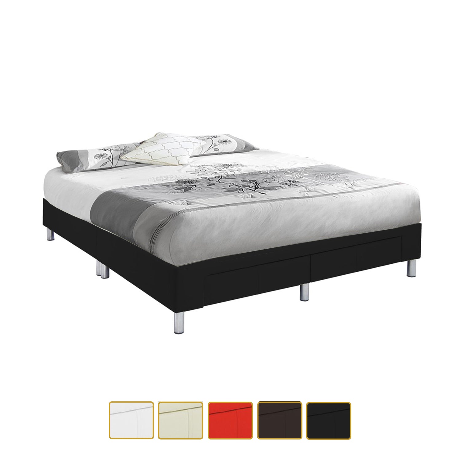 Felina Series Leather Divan Bed Frame With Drawers In Single, Super Single, Queen and King Size-Bed Frame-Furnituremart.sg