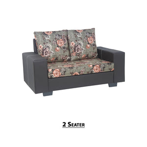 Florida Faux Leather-Fabric 1/2/3 Seater Sofa Set In Floral/ Grey-Furnituremart.sg