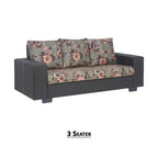 Florida Faux Leather-Fabric 1/2/3 Seater Sofa Set In Floral/ Grey-Furnituremart.sg
