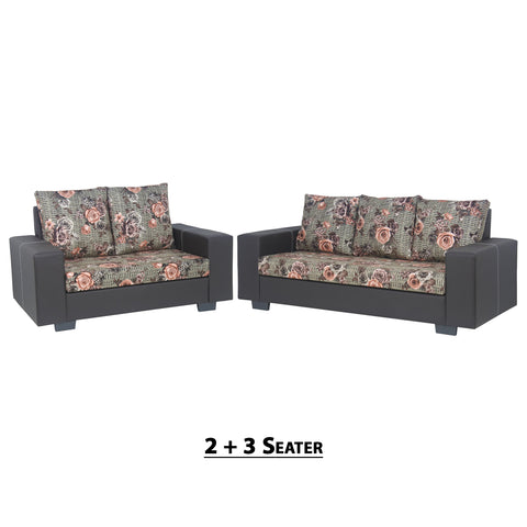 Florida Faux Leather-Fabric 1/2/3 Seater Sofa Set In Floral/ Grey-Furnituremart.sg