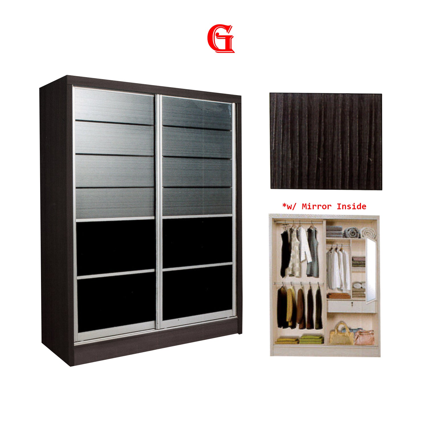 Fuego Series 1 5FT 2-Door Sliding Door Wardrobe Models Mirror