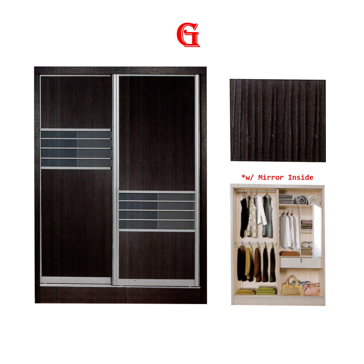 Fuego Series 2 5FT 2-Door Sliding Door Wardrobe Models Mirror