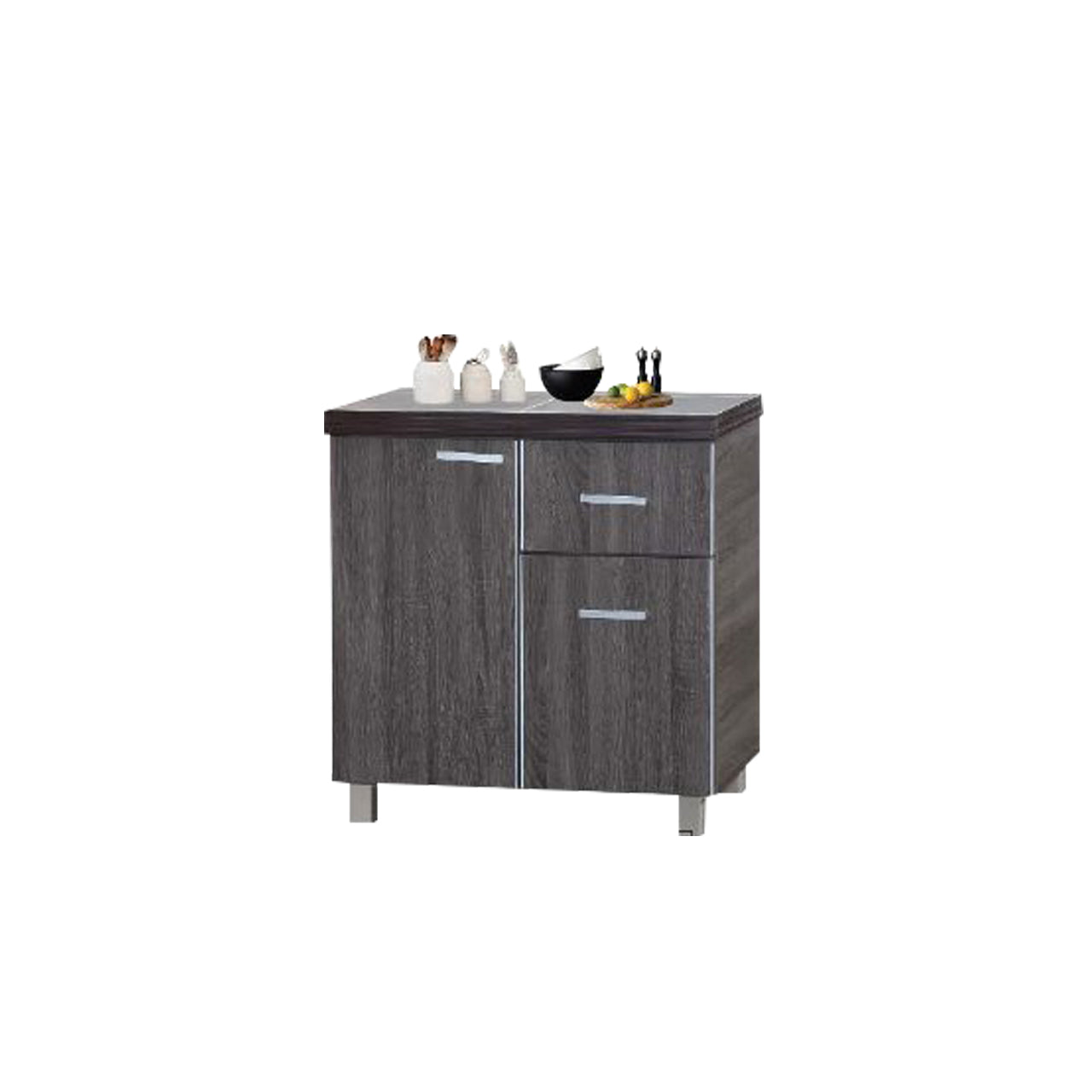 Lulu Series 7 Low Kitchen Cabinet with Drawer & Gas Cabinet in Walnut