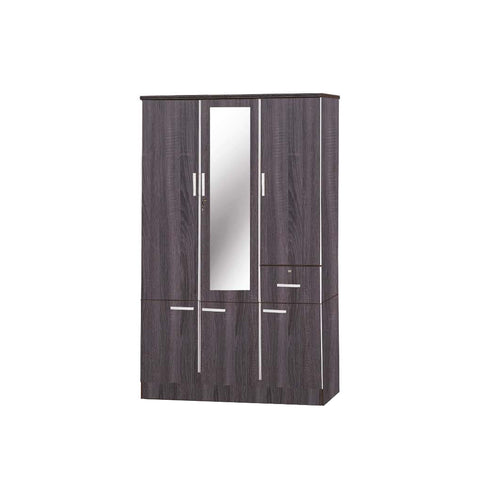 Image of Zara Series 7 Wardrobe 3-Door Cabinet with Mirror & Drawer in Walnut