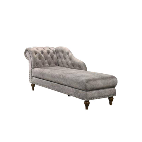Image of Fallon Series Velvet Fabric Sofa Chaise Lounge in Grey Color
