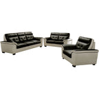 Garrett 1/2/3 Seater Faux Leather Sofa In Black/ Beige-Furnituremart.sg