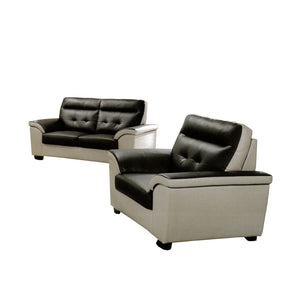 Garrett 1/2/3 Seater Faux Leather Sofa In Black/ Beige-Furnituremart.sg