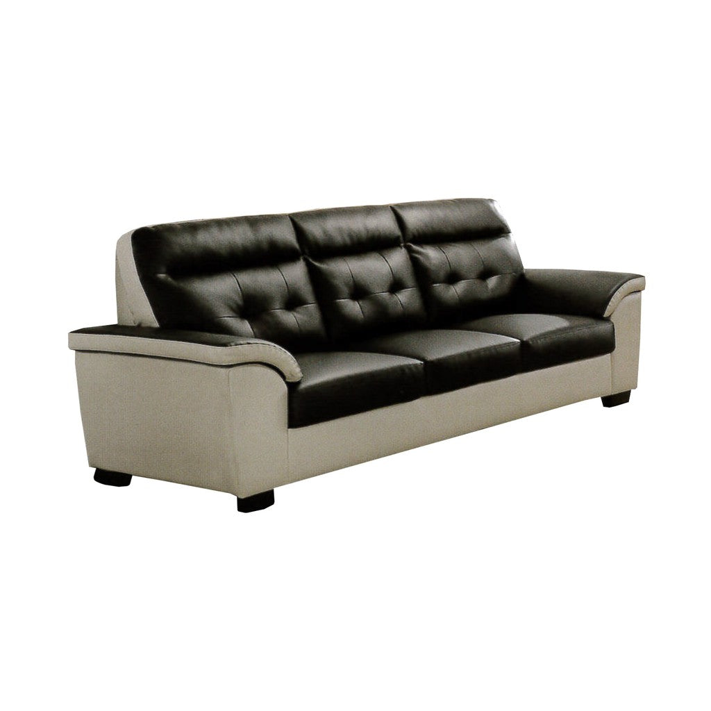 Garrett 1/2/3 Seater Faux Leather Sofa In Black/ Beige-Furnituremart.sg