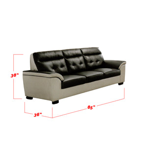 Garrett 1/2/3 Seater Faux Leather Sofa In Black/ Beige-Furnituremart.sg