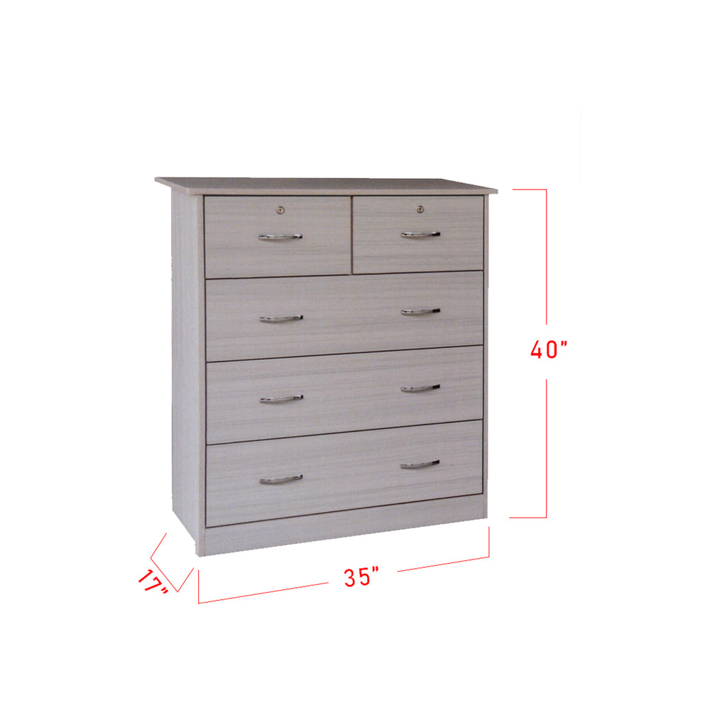 Granger Series 5 Drawer Chest In Grey-Chest of Drawers-Furnituremart.sg