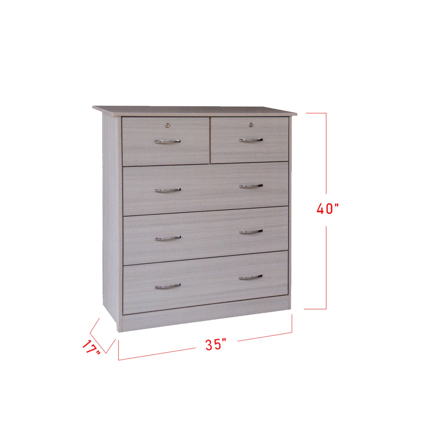 Granger Series 5 Drawer Chest In Grey-Chest of Drawers-Furnituremart.sg