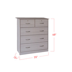 Granger Series 5 Drawer Chest In White Wash