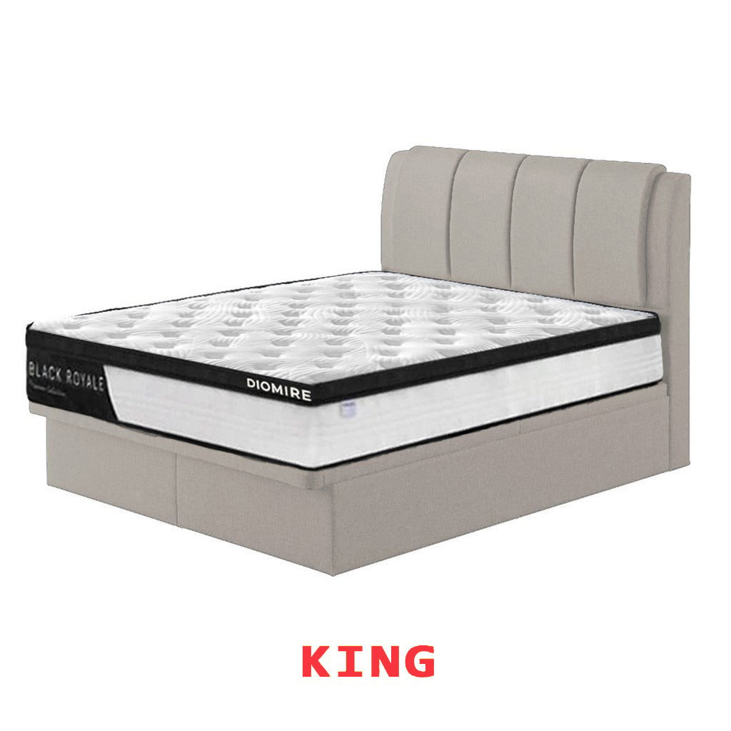 Diomire Leather And Fabric Storage Bed Frame with Mattress Package. All Sizes Available