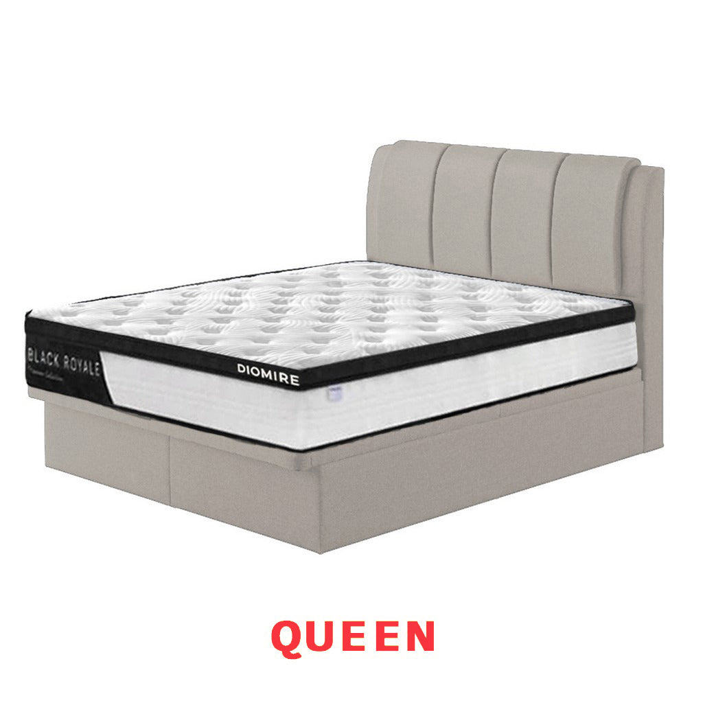 Diomire Leather And Fabric Storage Bed Frame with Mattress Package. All Sizes Available