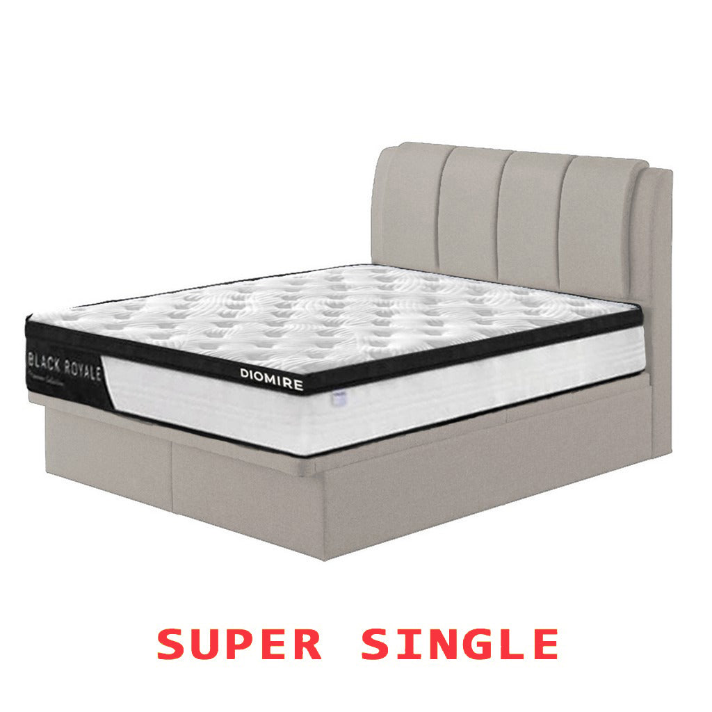 Diomire Leather And Fabric Storage Bed Frame with Mattress Package. All Sizes Available