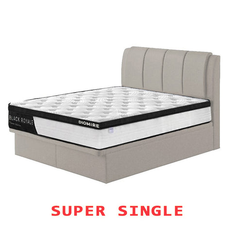 Image of Diomire Leather And Fabric Storage Bed Frame with Mattress Package. All Sizes Available