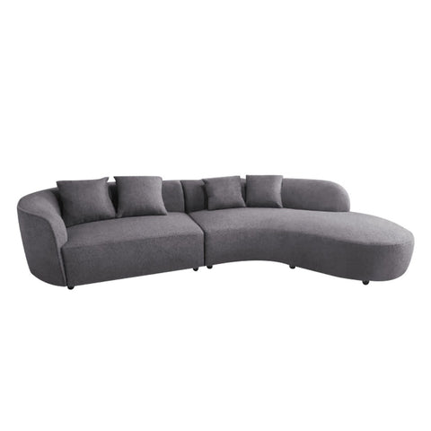 Image of Perla Series Curved Shaped Sofa Imported Italian Fabric in Grey