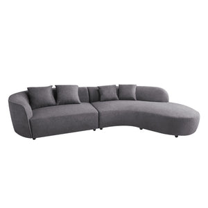 Perla Series Curved Shaped Sofa Imported Italian Fabric in Grey