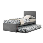 Dorma Single Divan + Pull-Out Type Bed Frame Fabric Upholstery in Grey Colour w/ Mattress Option