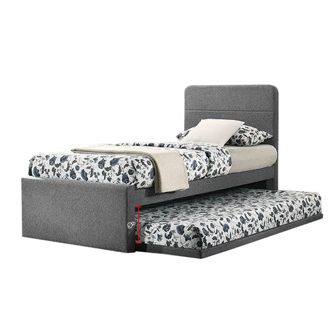 Image of Dorma Single Divan + Pull-Out Type Bed Frame Fabric Upholstery in Grey Colour