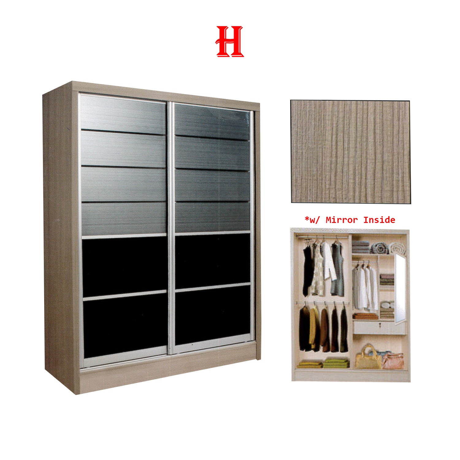Fuego Series 1 5FT 2-Door Sliding Door Wardrobe Models Mirror