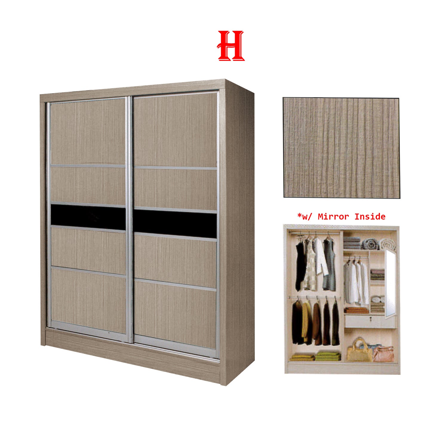 Fuego Series 3 5FT 2-Door Sliding Door Wardrobe Models Mirror