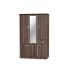 Zara Series 8 Wardrobe 3-Door Cabinet with Mirror & Drawer in Dark Brown