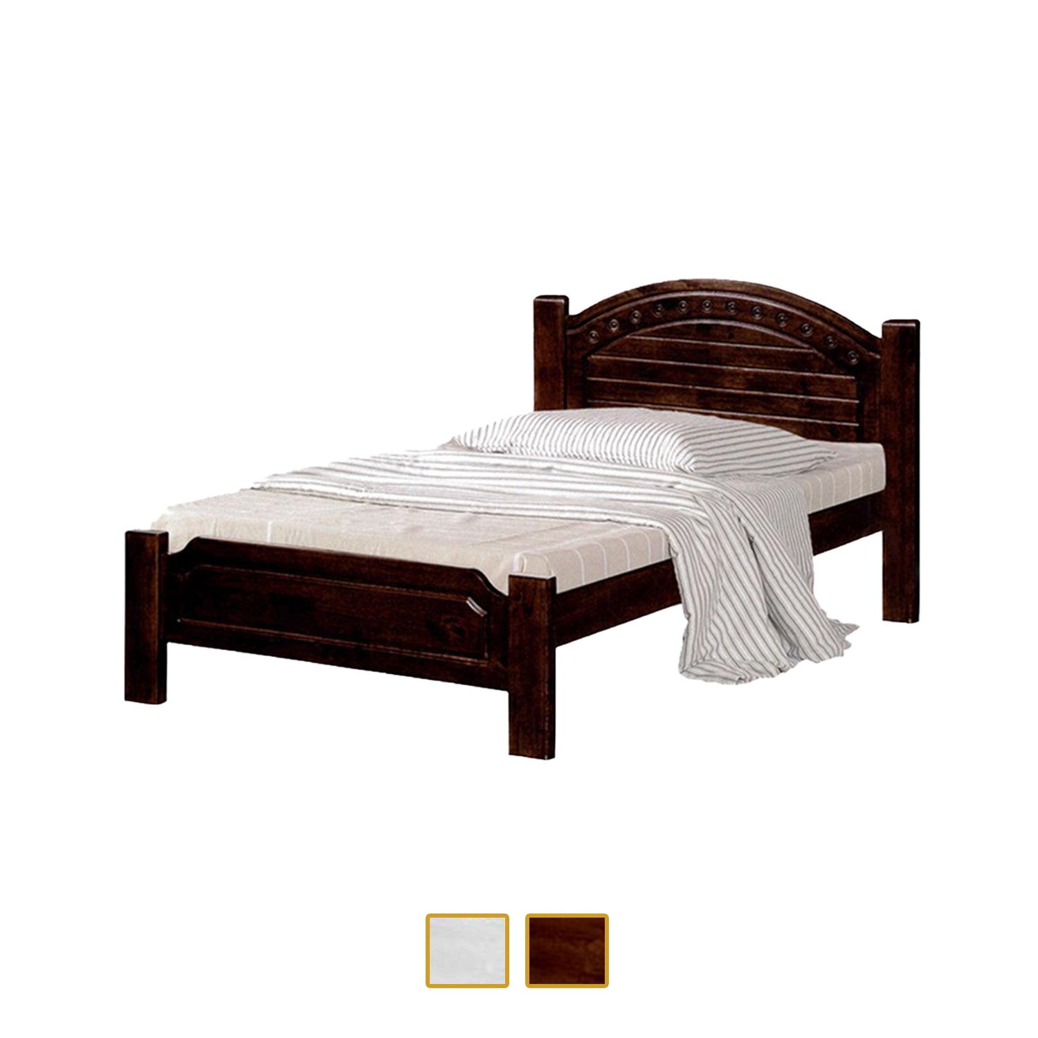 Harlow Wooden Bed Frame White, and Walnut In Super Single Size-Bed Frame-Furnituremart.sg