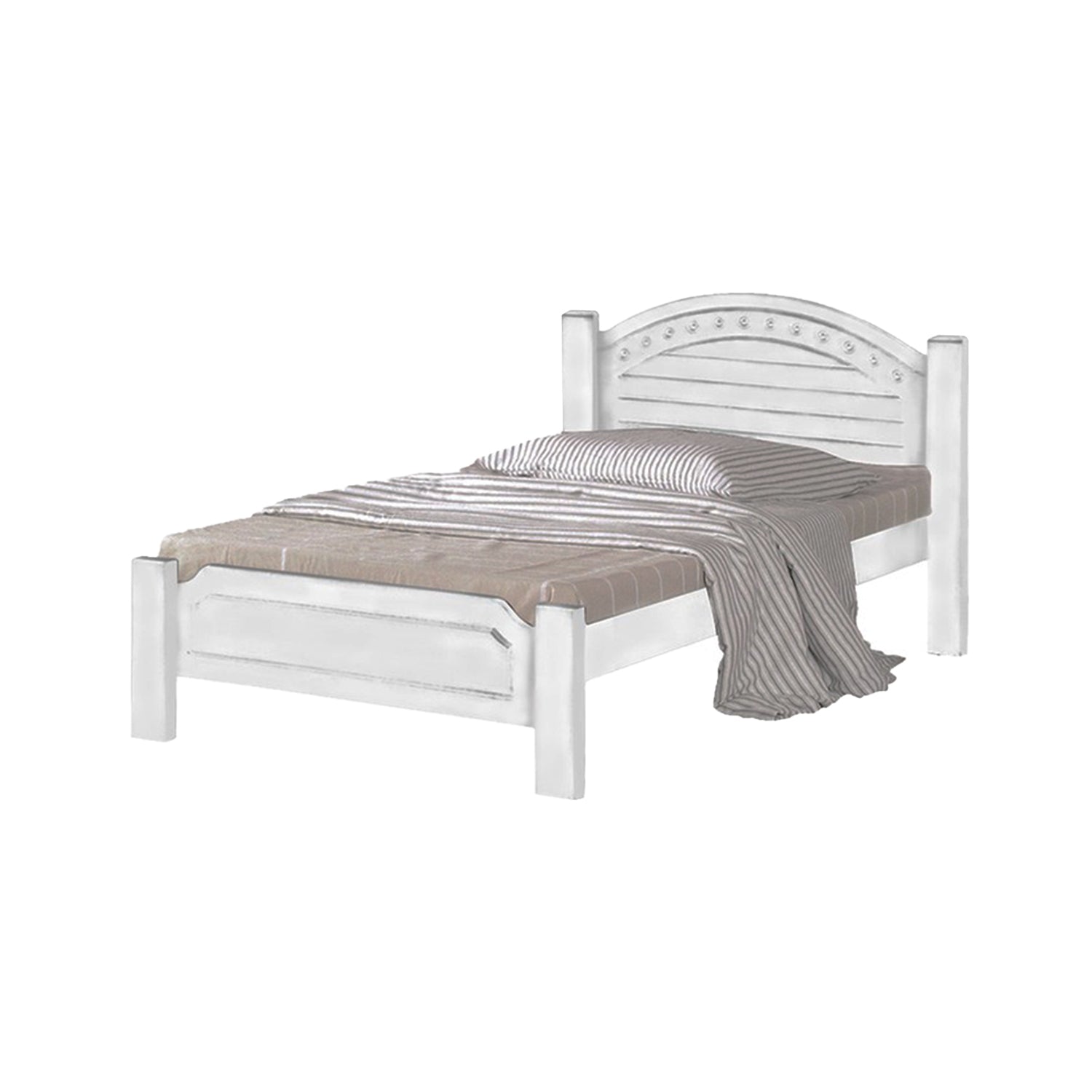 Harlow Wooden Bed Frame White, and Walnut In Super Single Size-Bed Frame-Furnituremart.sg
