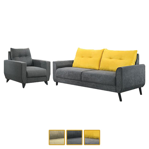 Image of Furnituremart Harriet 1/2/3 Seater Faux Leather and Fabric Sofa