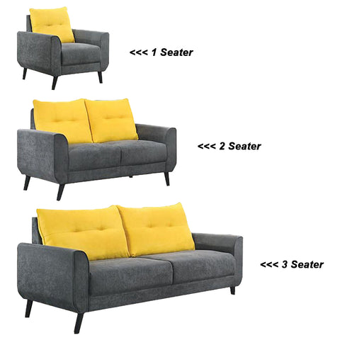 Image of Furnituremart 3 Seater Faux Leather and Fabric Sofa