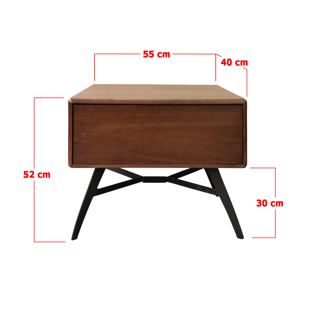 Harry Wooden Side Table In Brown-Side Table-Furnituremart.sg