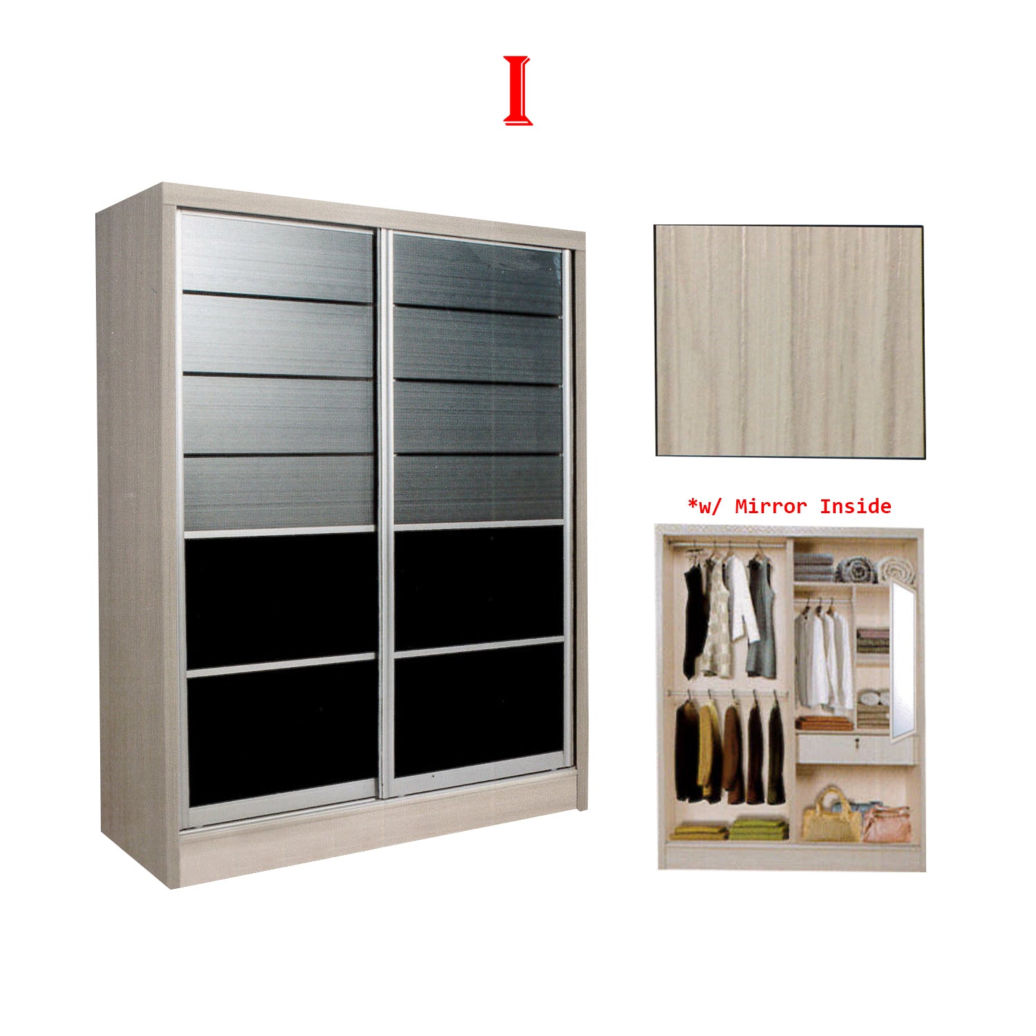 Fuego Series 1 5FT 2-Door Sliding Door Wardrobe Models Mirror