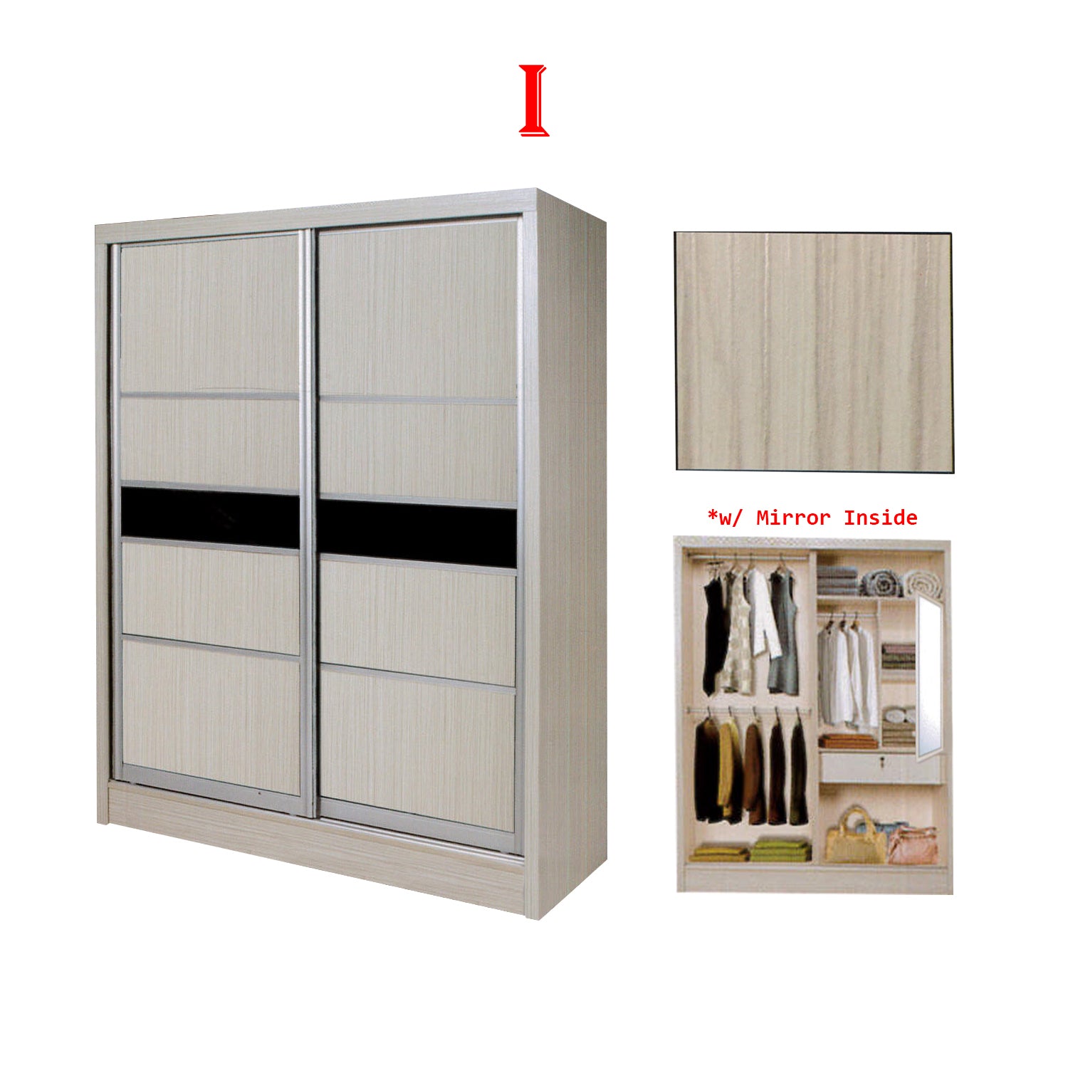 Fuego Series 3 5FT 2-Door Sliding Door Wardrobe Models Mirror