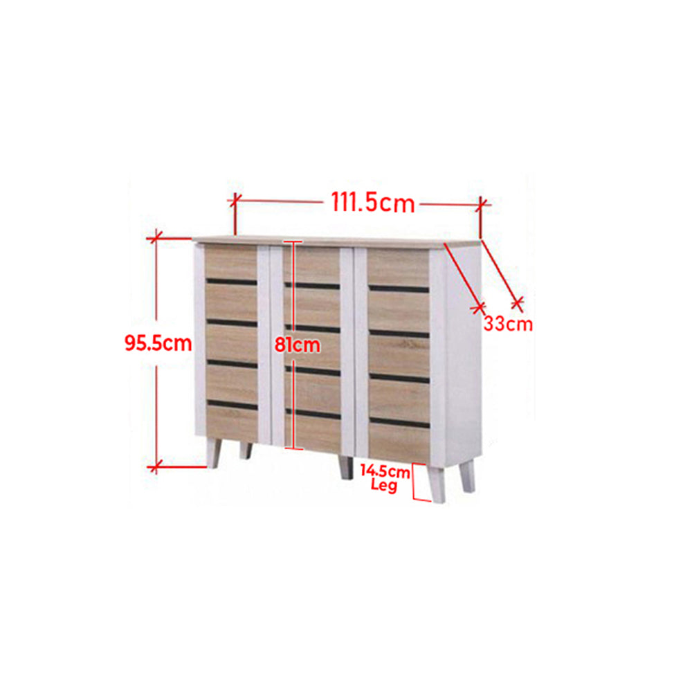 Blair 3 Door Shoe Cabinet In Natural/ White