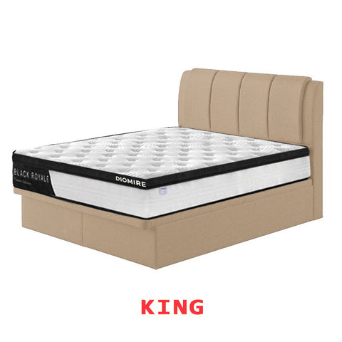 Image of Diomire Leather And Fabric Storage Bed Frame with Mattress Package. All Sizes Available