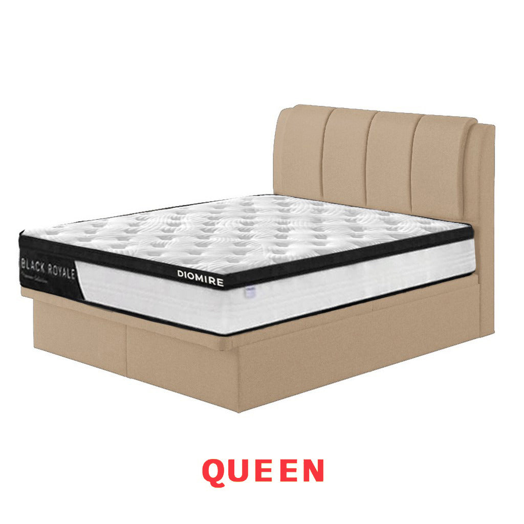 Diomire Leather And Fabric Storage Bed Frame with Mattress Package. All Sizes Available