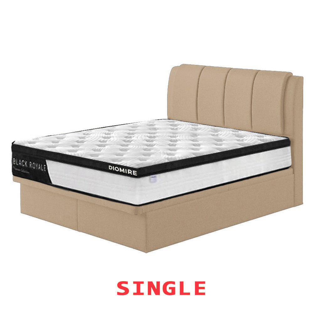 Diomire Leather And Fabric Storage Bed Frame with Mattress Package. All Sizes Available
