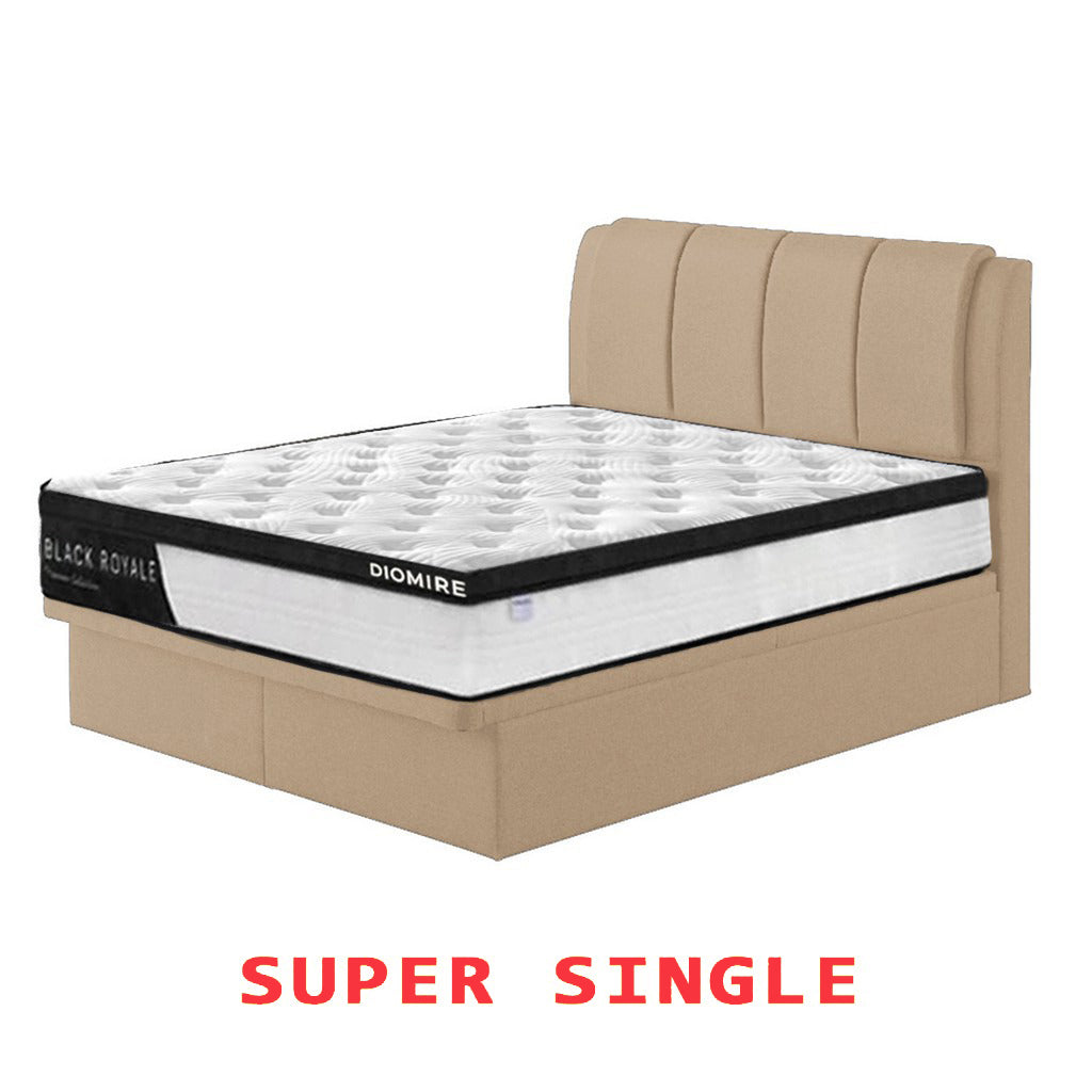 Diomire Leather And Fabric Storage Bed Frame with Mattress Package. All Sizes Available