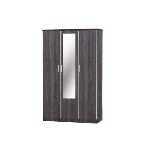 Image of Zara Series 10 Wardrobe 3-Door Cabinet with Mirror & Drawer in Walnut